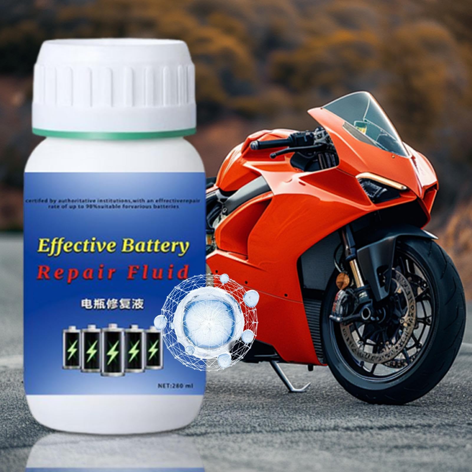 Desolfatatore per Batterie | Soluzione Riparazione Accumulatori 280ml - Additivo Manutenzione per Carrelli da Golf, Auto, e Barche