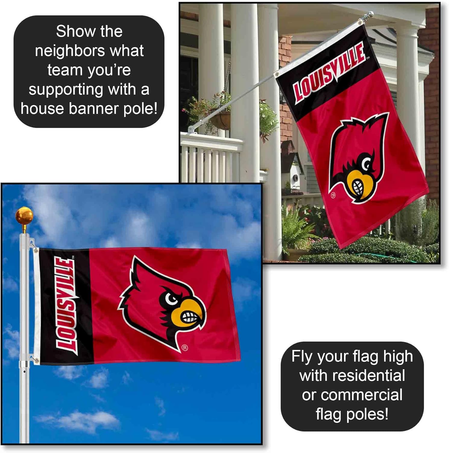 Louisville Cardinals Wordmark Logo Large Grommet Banner Flag - Image 3
