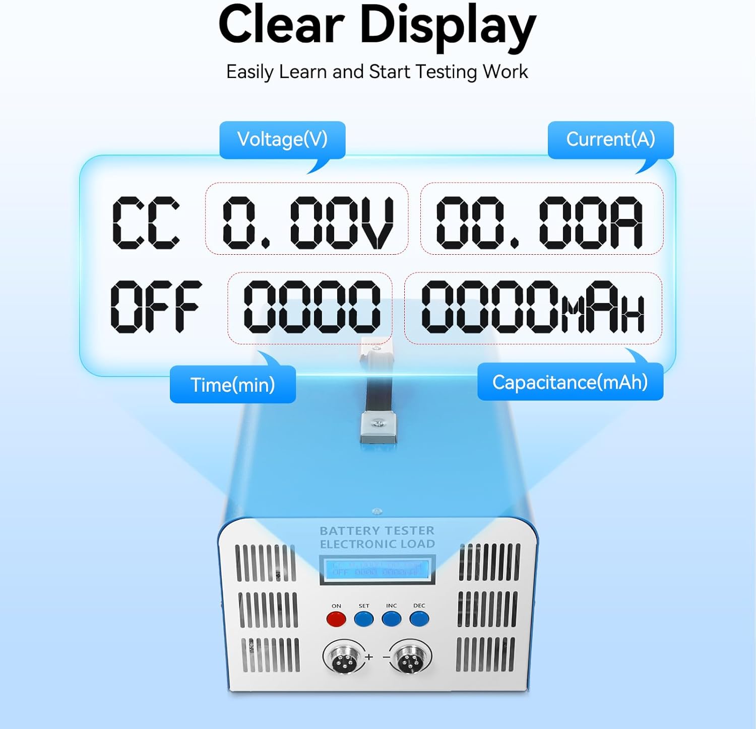 Programmable DC Power Distribution Unit with Capacity Testing Function, 0-5V 40A 200W Adjustable Discharge Charger for Battery Analyzer (Li-ion, Ni-Cd, 18650)