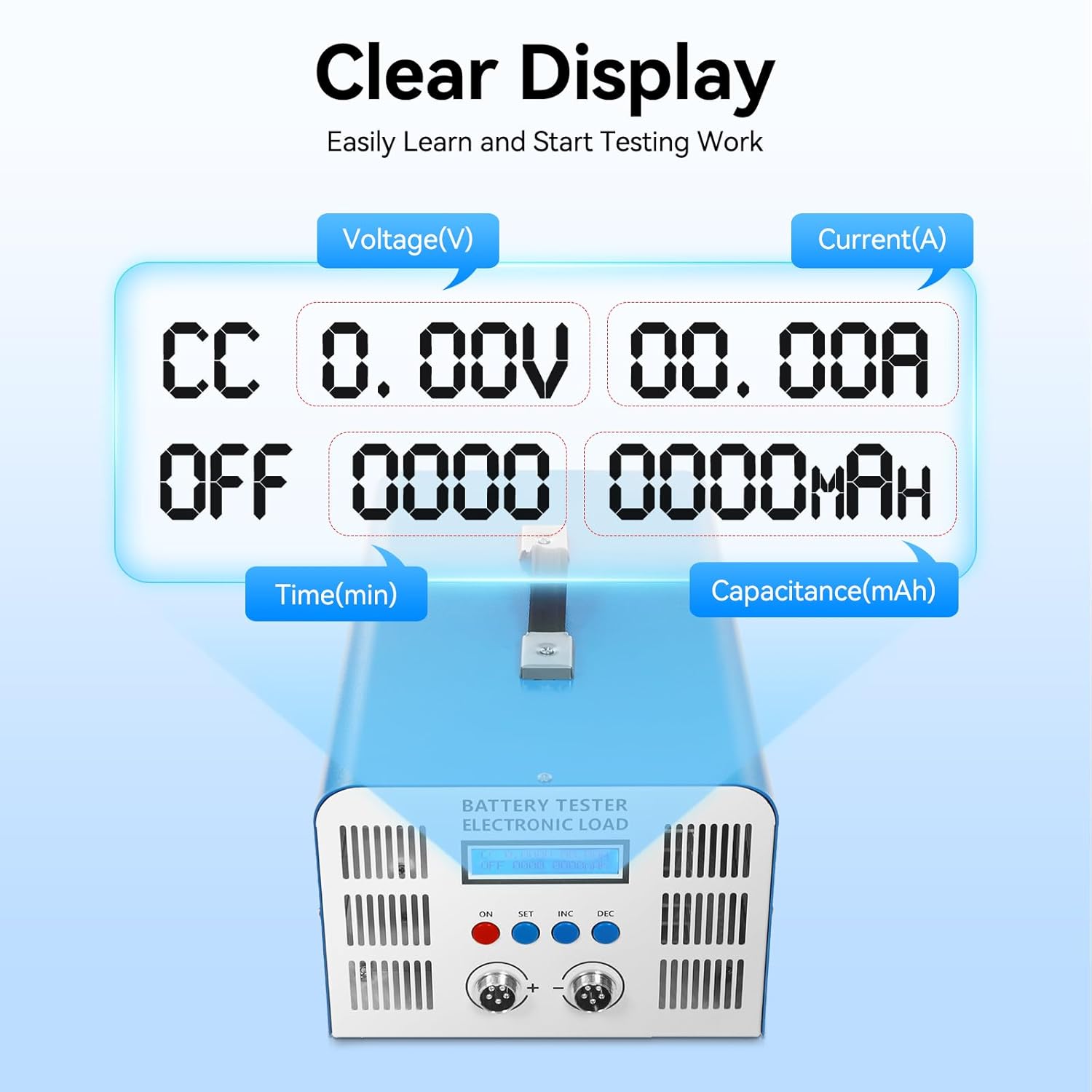 EBC-A40L Battery Capacity Tester,200W 110V 5V Load High Current Power Supply Tester, DC Load Tester for Testing Discharge Plate