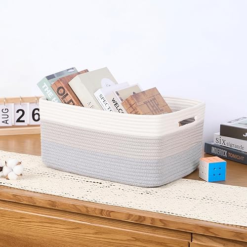 Miniatura 36 de Cestas grandes de almacenamiento para estantes, organizadores de armario, para ropa, manta, toallas, guardería, caja de juguetes, cestas de cuerda