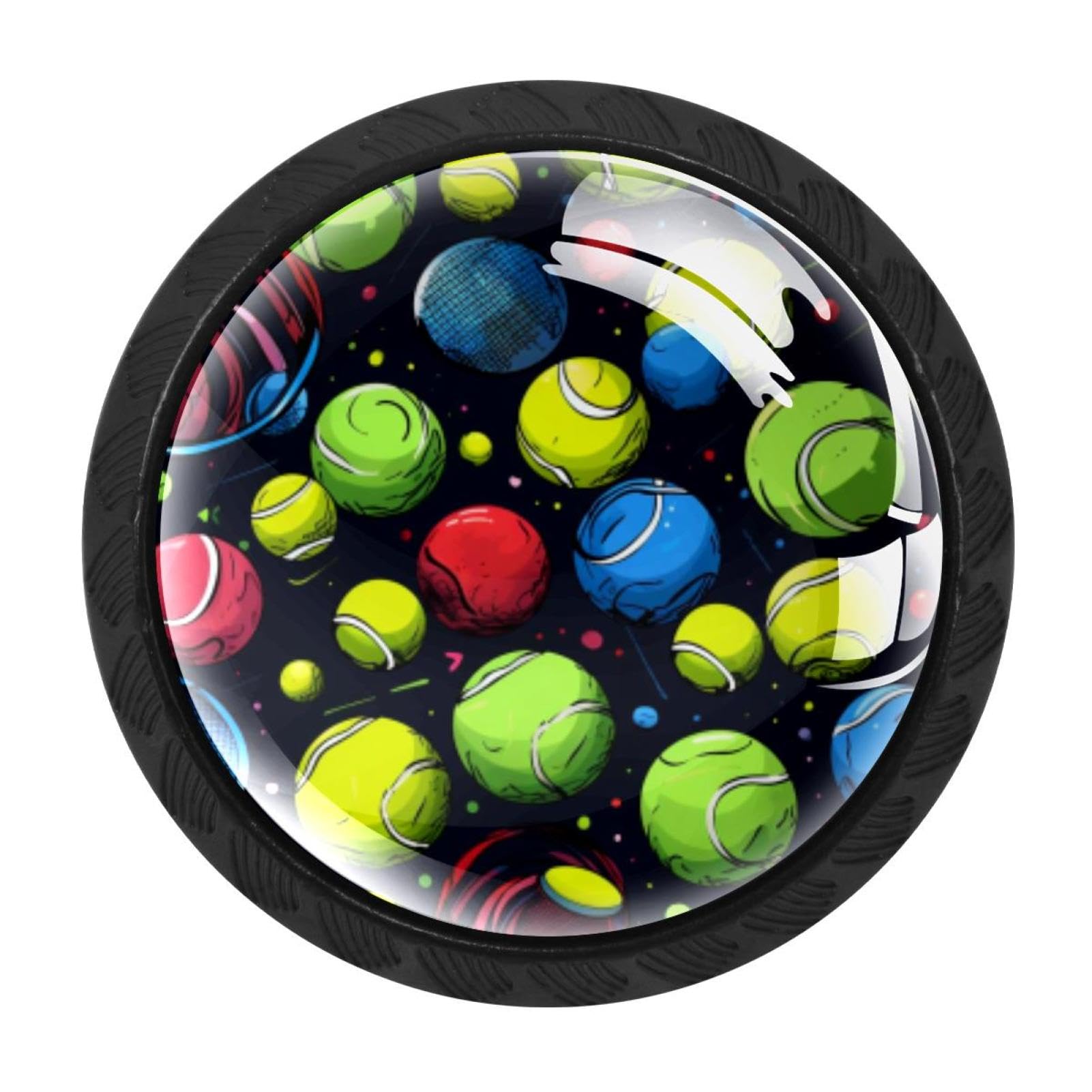 Chenzzzz Multicolored 06 4 Pcs Tennis Ball Cabinet Knobs Crystal Drawer Pulls For Kitchen, Bathroom Cabinet, Dresser And Cupboard