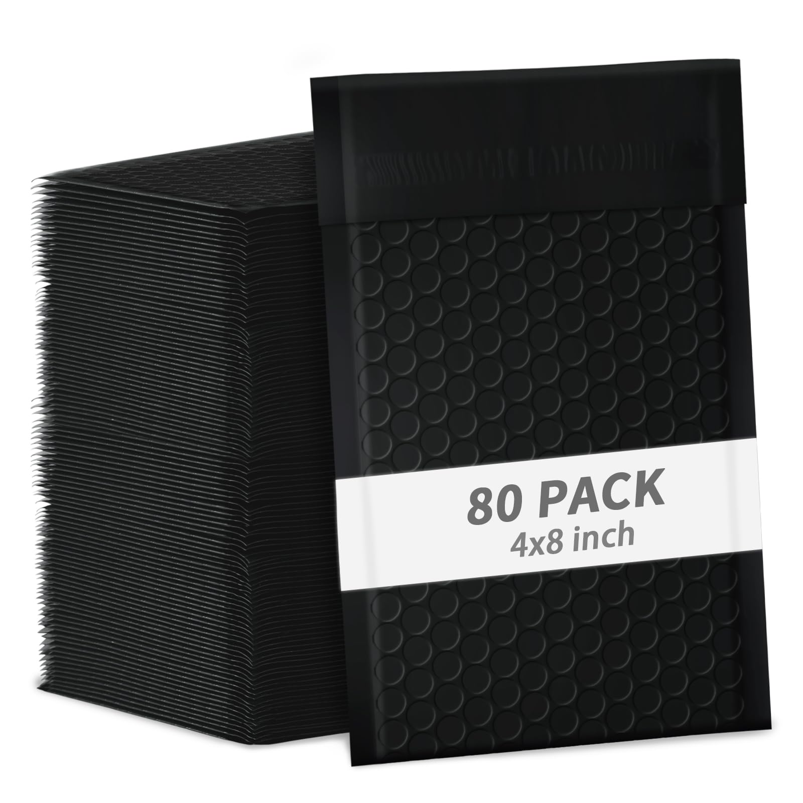 skardeco 4x8 Inch Black Bubble Mailers 80 Pack Self-Seal Poly Padded Envelopes Suitable for Small Businesses to Package and Mail Jewelry Cosmetics, Electronic Products, Cards (Black, 4 x 8-80) โ image 1