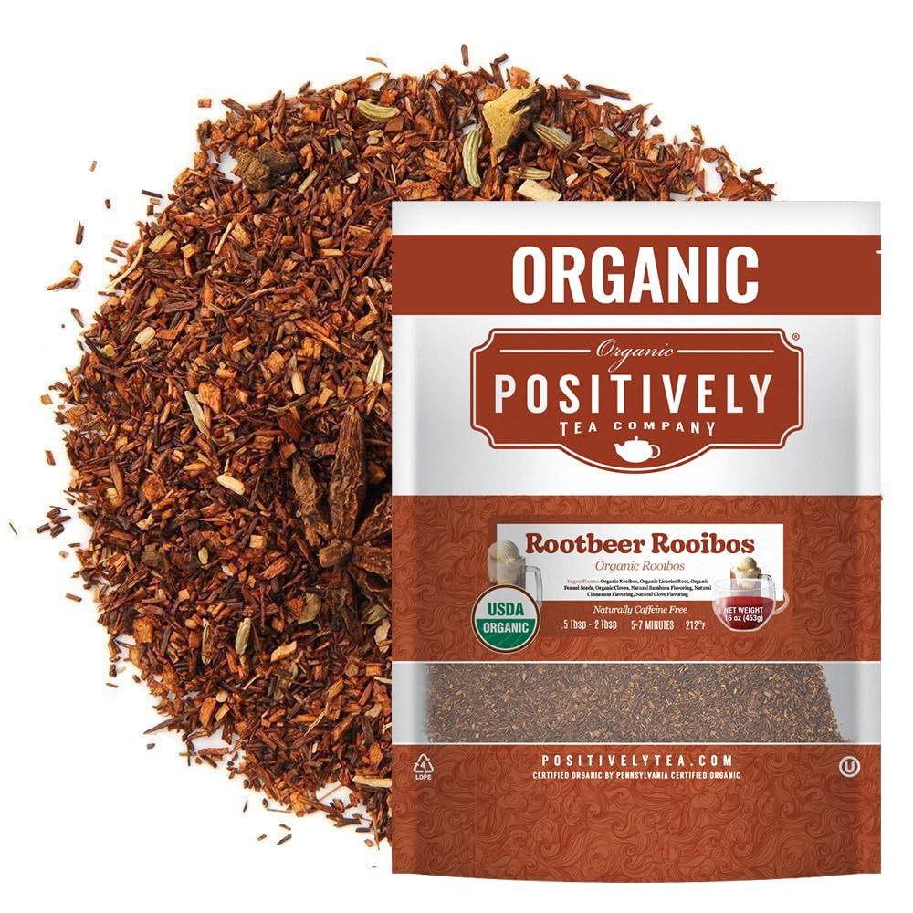 Organic Positively Tea Company, Root Beer Rooibos Tea, Loose Leaf, 16 Ounce