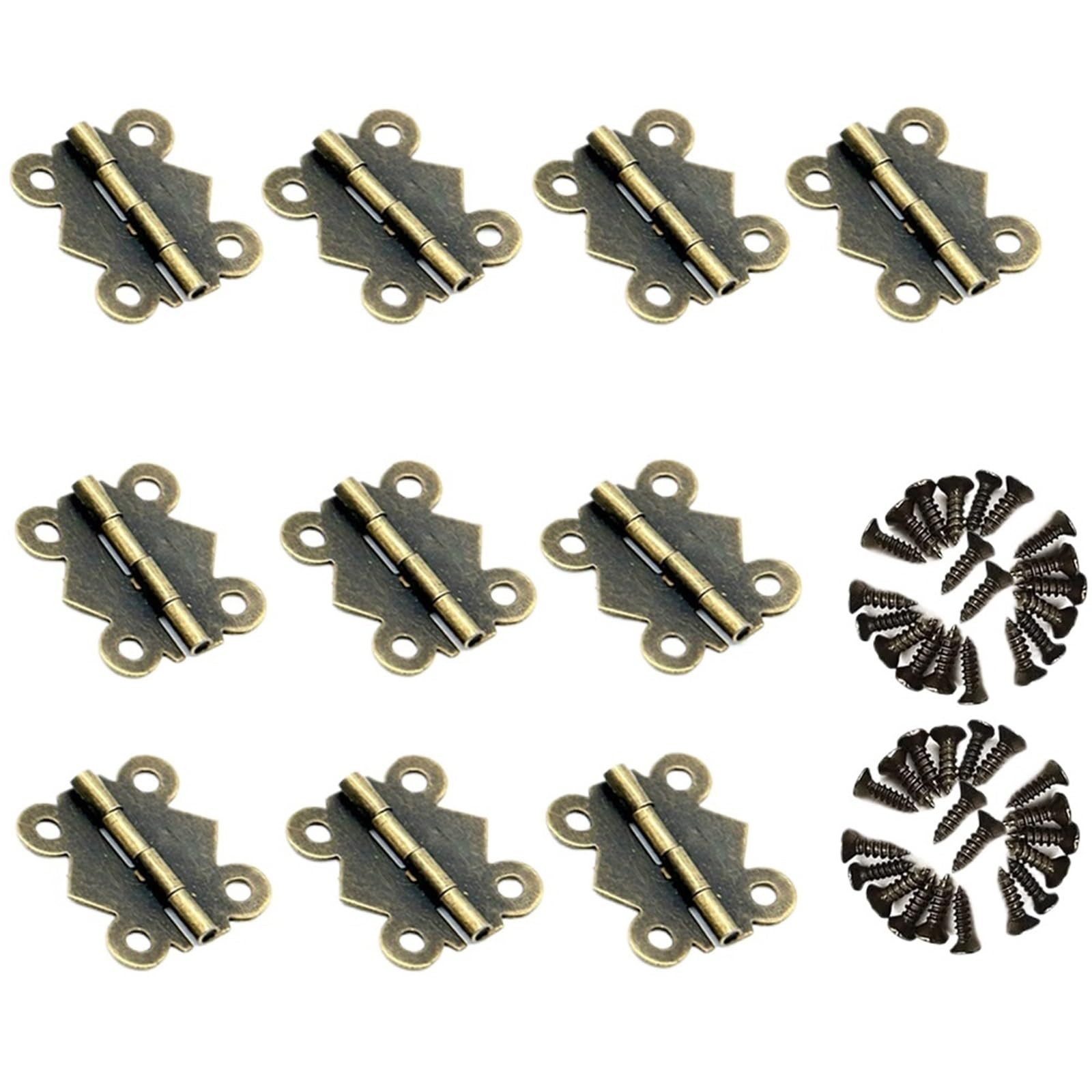 Kdhcvkz Bronze 17X20mm 10Pcs 10/20Pcs Vintage Brass Hinge With Screw(Bronze 17X20mm 10Pcs)