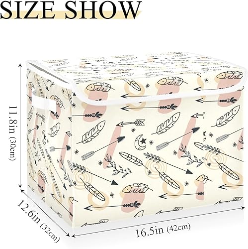 Miniatura 2 de Cubo de almacenamiento tribal esotérico mágico y étnico bohemio étnico místico con tapa, organizador de armario plegable, grandes contenedores de