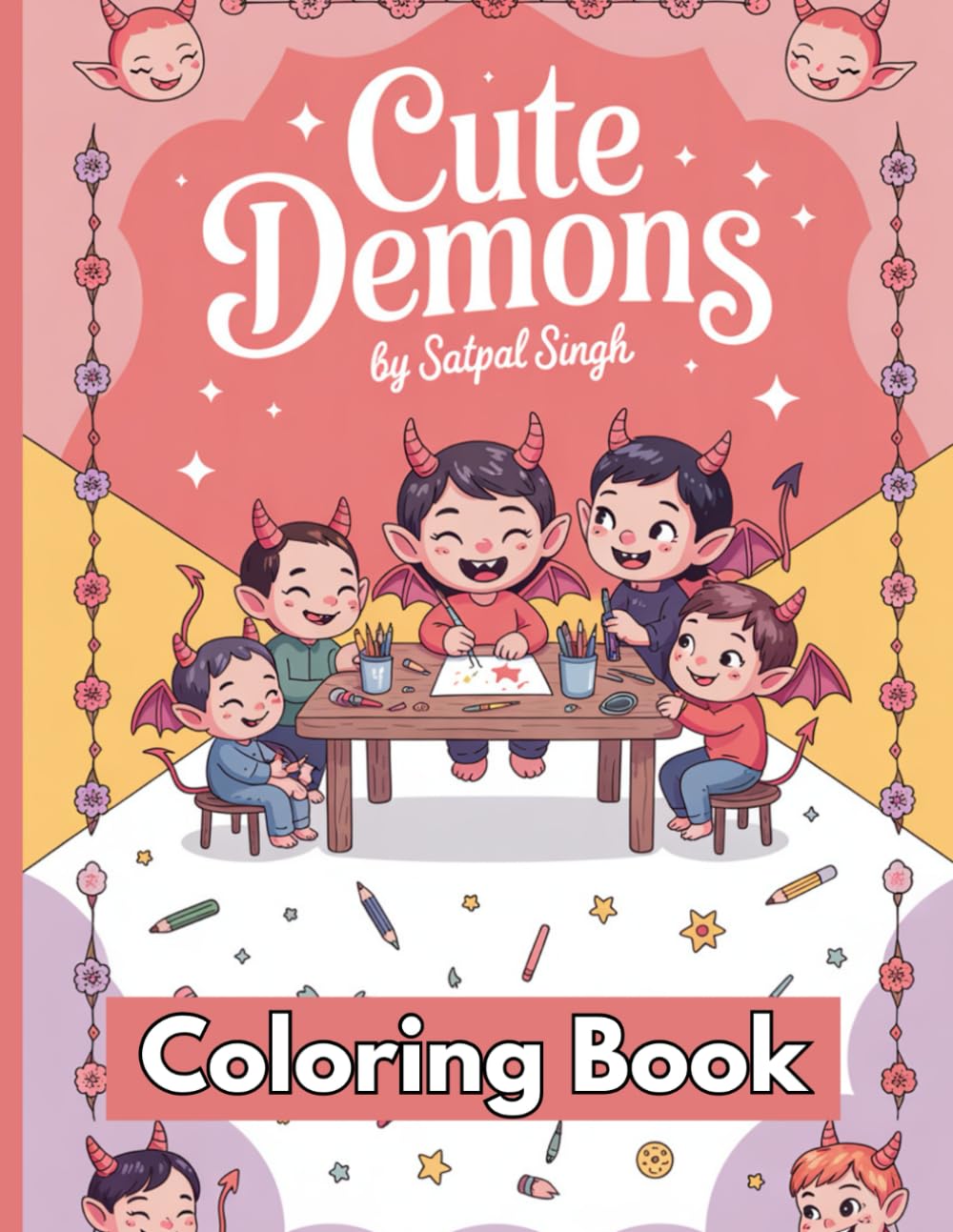 Funny & Adorable Cartoon Demon Coloring Pages for Kids Ages 4–8 | Fun, Creative & Relaxing Activity Book