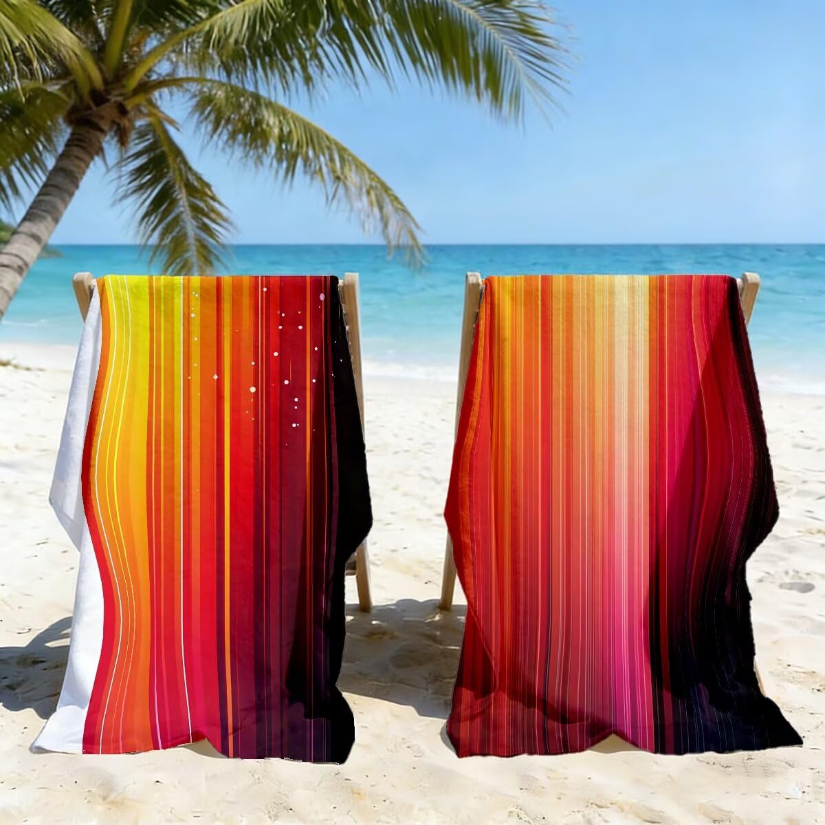 Toalla Playa 100x200 cm, Toalla Gimnasio Microfibra Secado Rapido, Juego de 2 Antiarena Toallas de Playa, Ligera Compacta Toallas Microfibra Grande para Viaje, Regalo Hombre Regalo Mujer (Moda) -5111