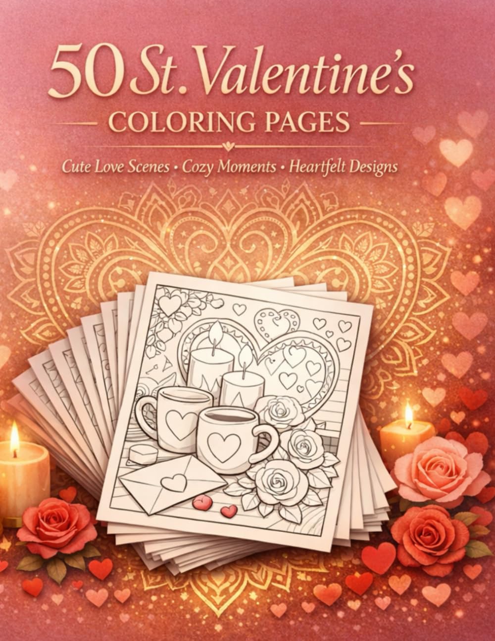 50 St. Valentine’s Coloring Pages: Cute Love Scenes, Cozy Moments & Heartfelt Designs for Relaxation and Creativity