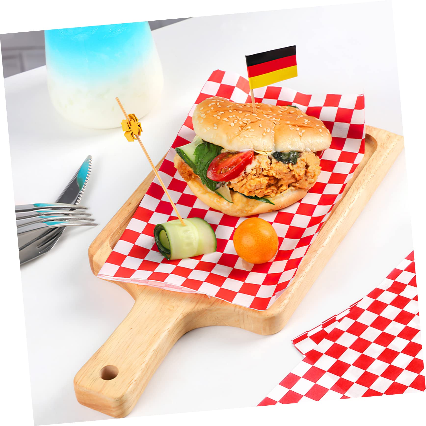 NAMOARLY Bread Basket Liner 24 Sheets Red Waxed Paper Food Wrapping Paper for Holiday Everyday Use