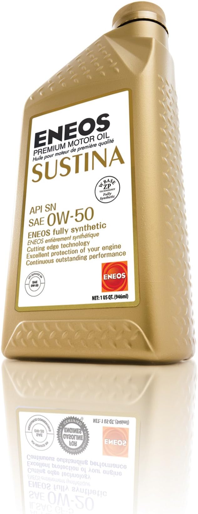 Sustina (3210302-6PK) API SN Certified 0W-50 Fully Synthetic Motor Oil - 1 Quart Bottle, (Pack of 6)