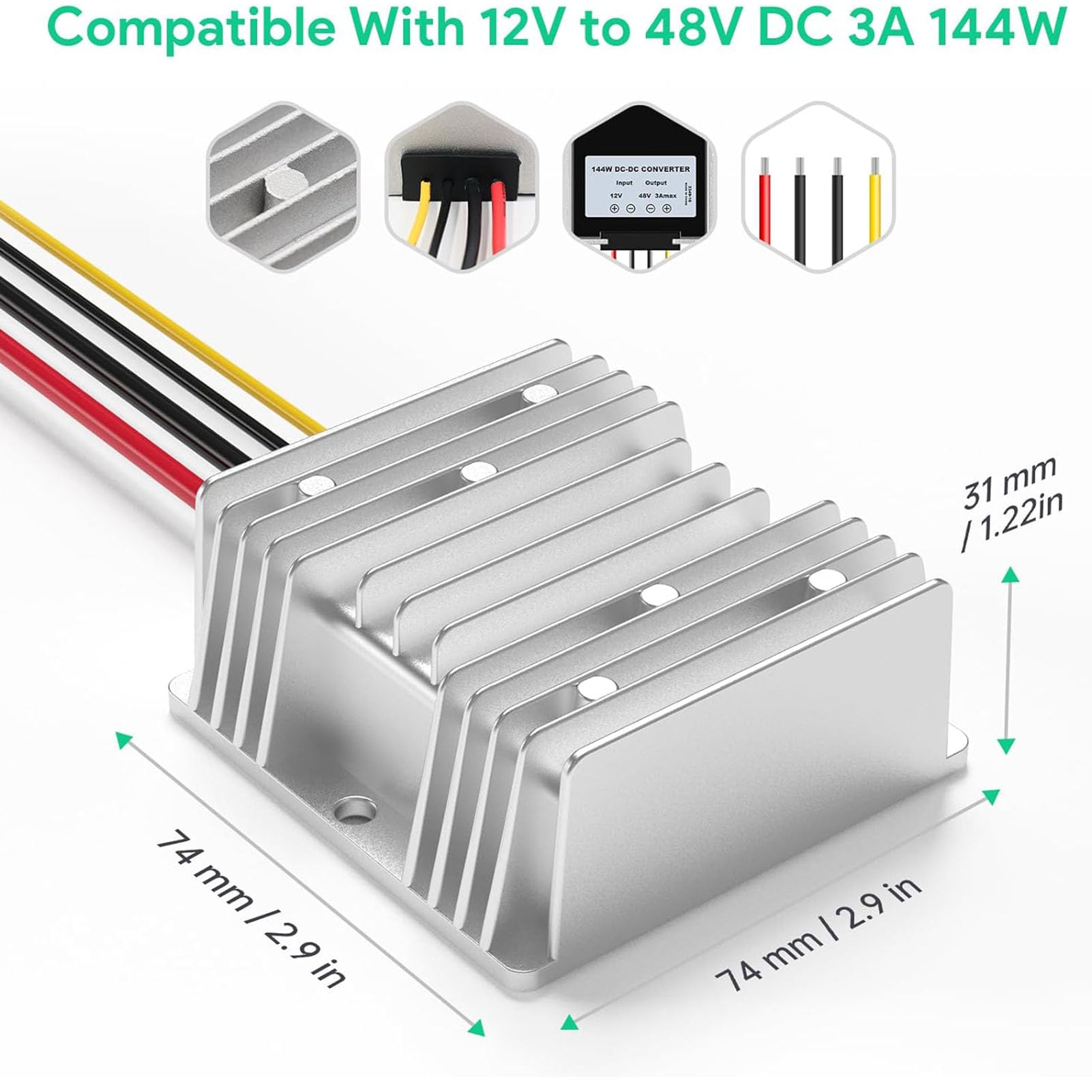 FTVOGUE Injecteur PoE 150 W, GigE Passif avec Protection Contre Les Surtensions et ESD, Convertisseur élévateur DC 12 V à 48 V 3 A, pour Kit Internet Dishy V2, Réseau Sat
