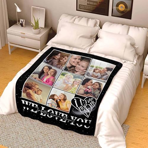 Miniatura 4 de Mantas personalizadas con fotos y texto, hecha en Estados Unidos, manta personalizada con imagen conmemorativa para mamá, regalos personalizados