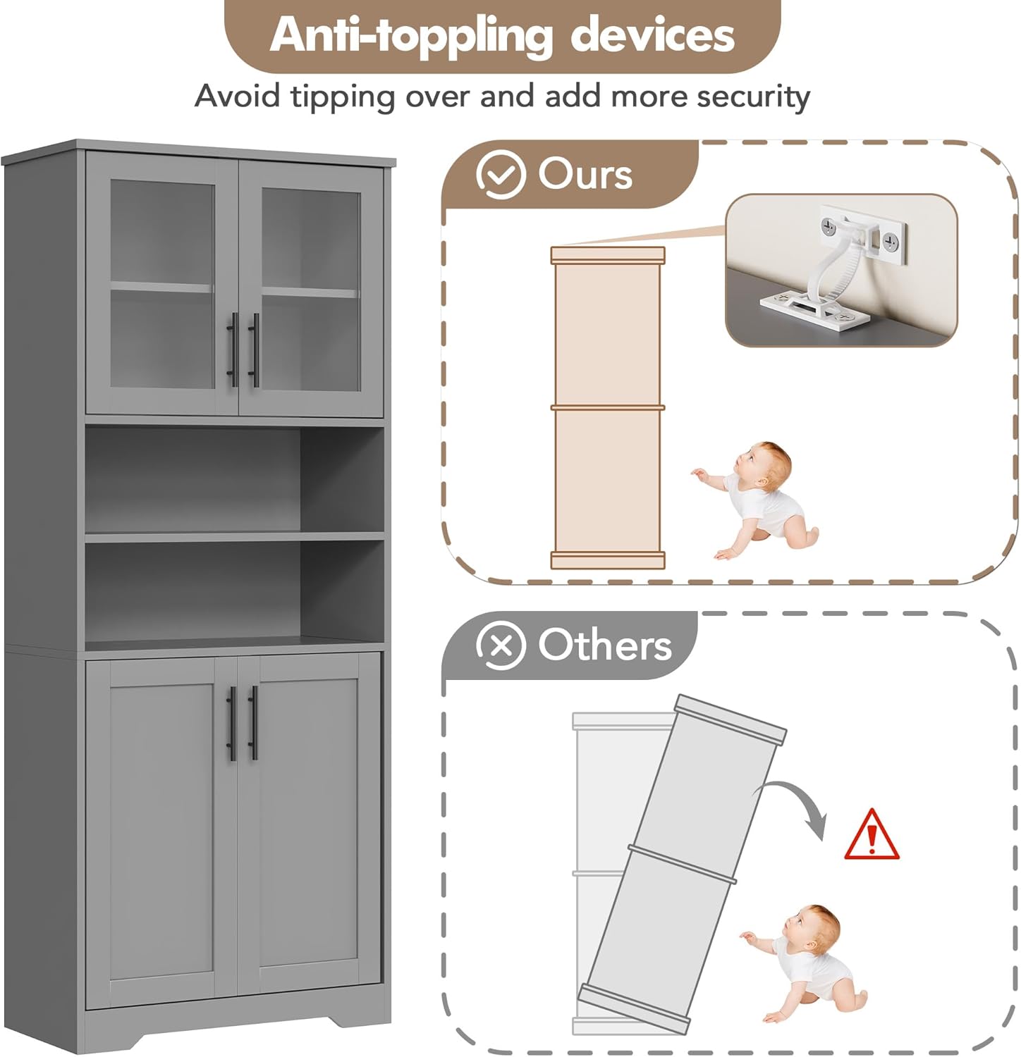 Diagram showing anti-tipping device installation