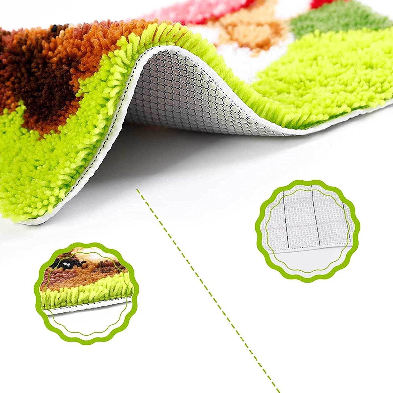 DACUN Knüpfhaken-Kits für Erwachsene DIY Knüpfhaken Teppich-Sets für Kinder, Häkelset für Anfänger, Teppichherstellungs-Sets mit bedruckter Leinwand, Mini-Teppich-Nähset, 53,3 x 45,7 cm (Farbe: A)