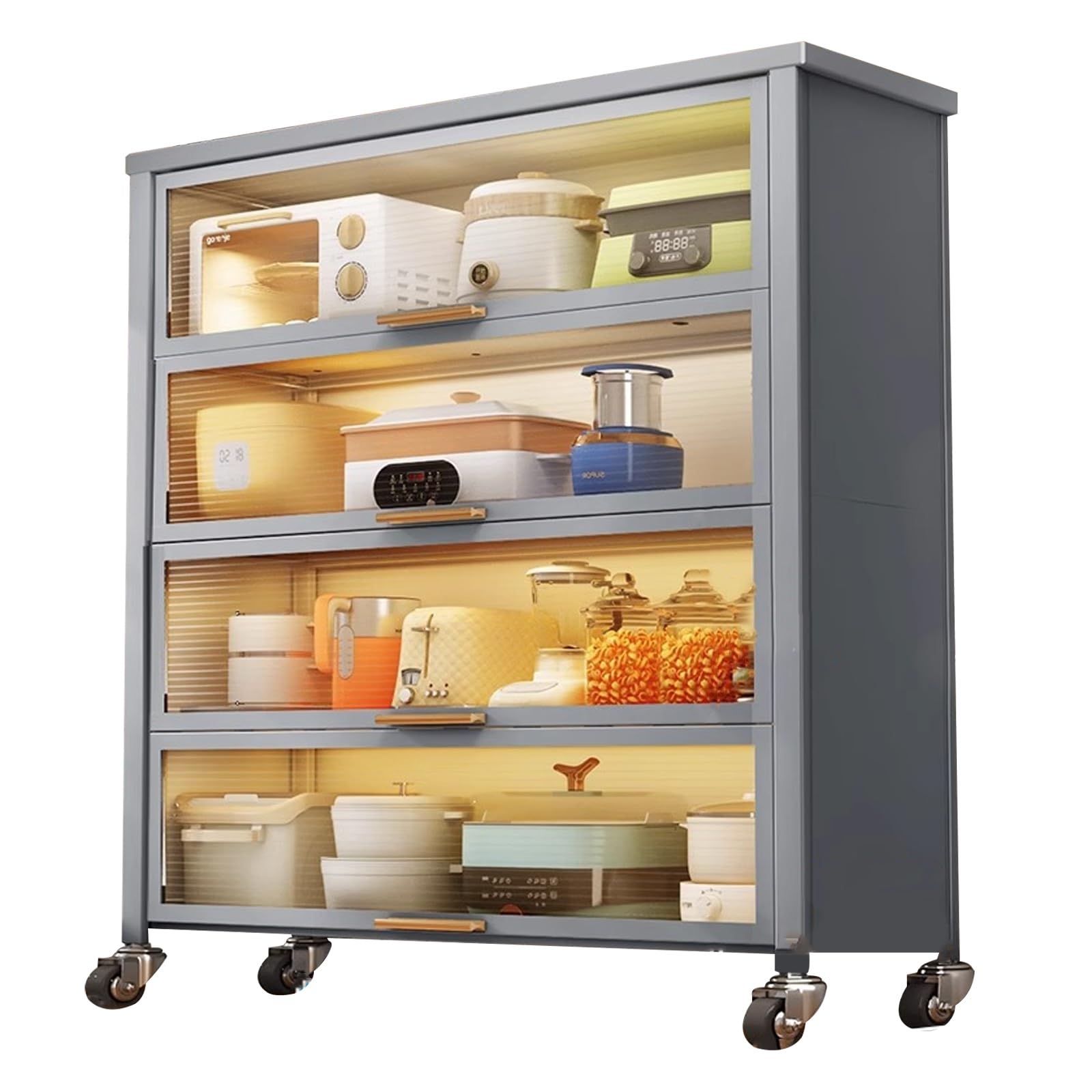 Étagère de rangement de cuisine avec armoire et support micro-ondes debout