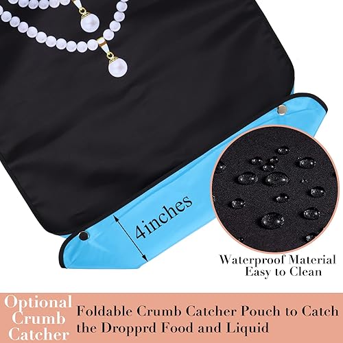 Miniatura 4 de Baberos para adultos Wentur para mujeres lavables impermeables para comer con recogedor de migas