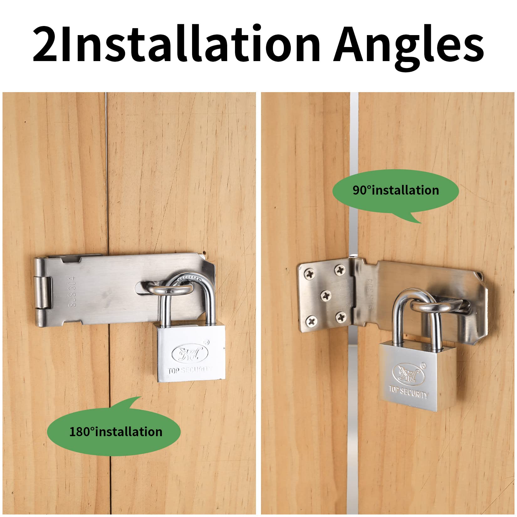 Lucchetto con Chiusura a Viti, Chiusura Hasp in Acciaio Inox, Chiusura con Chiave per Porta di Giardino, Lucchetto Hasp per Armadio, Cassetto, Porta e Cancello
