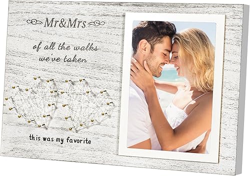 Marcos de fotos de boda, marco de fotos de Mr and Mrs - Marcos de fotos de boda para pareja, marcos de fotos de compromiso con cita conmovedora "Of