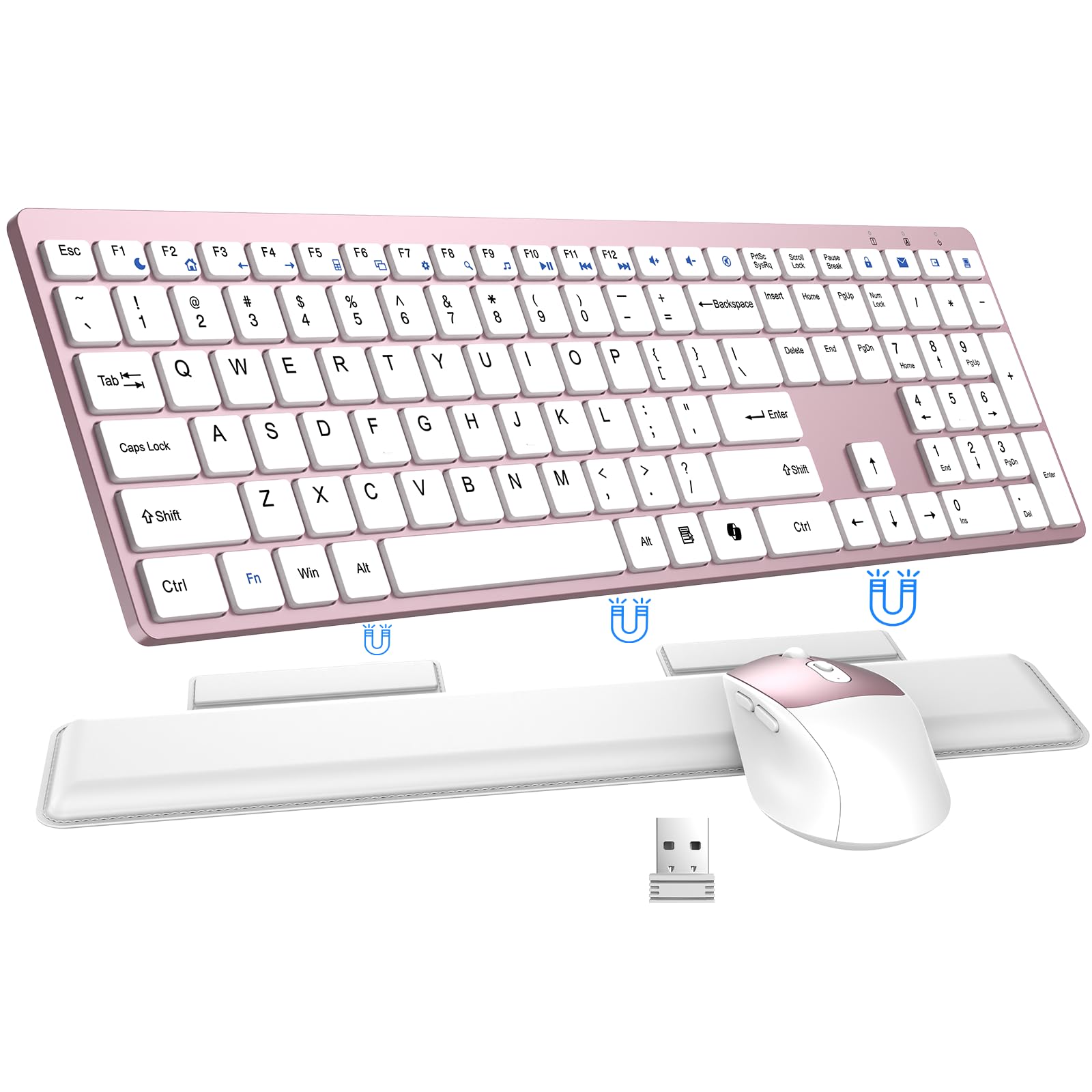 Wireless Keyboard and Mouse Combo, Full Size Silent Ultra Thin Keyboard with Magnetic Wrist Rest, Optical Mouse, 2.4G Lag-Free Cordless Mice Keyboard Set for Computer, Mac, Laptop, PC, Windows-image-19