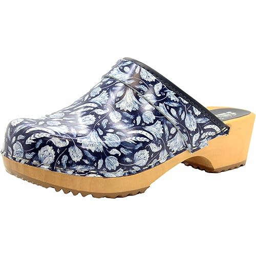 Bjork Maja Wood Open Back Leather Clogs