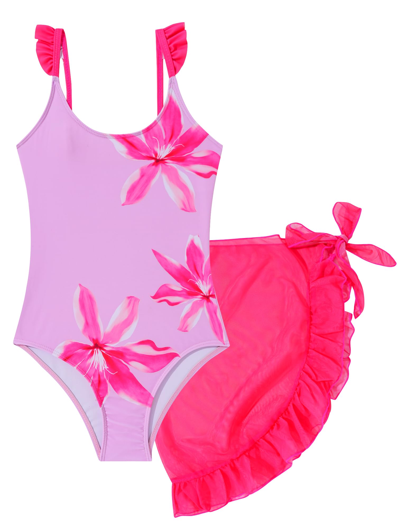 Happy Cherry Maillot de Bain Une Pièce Fille Ados avec Jupe Cache Bretches Réglables 5-12 Ans