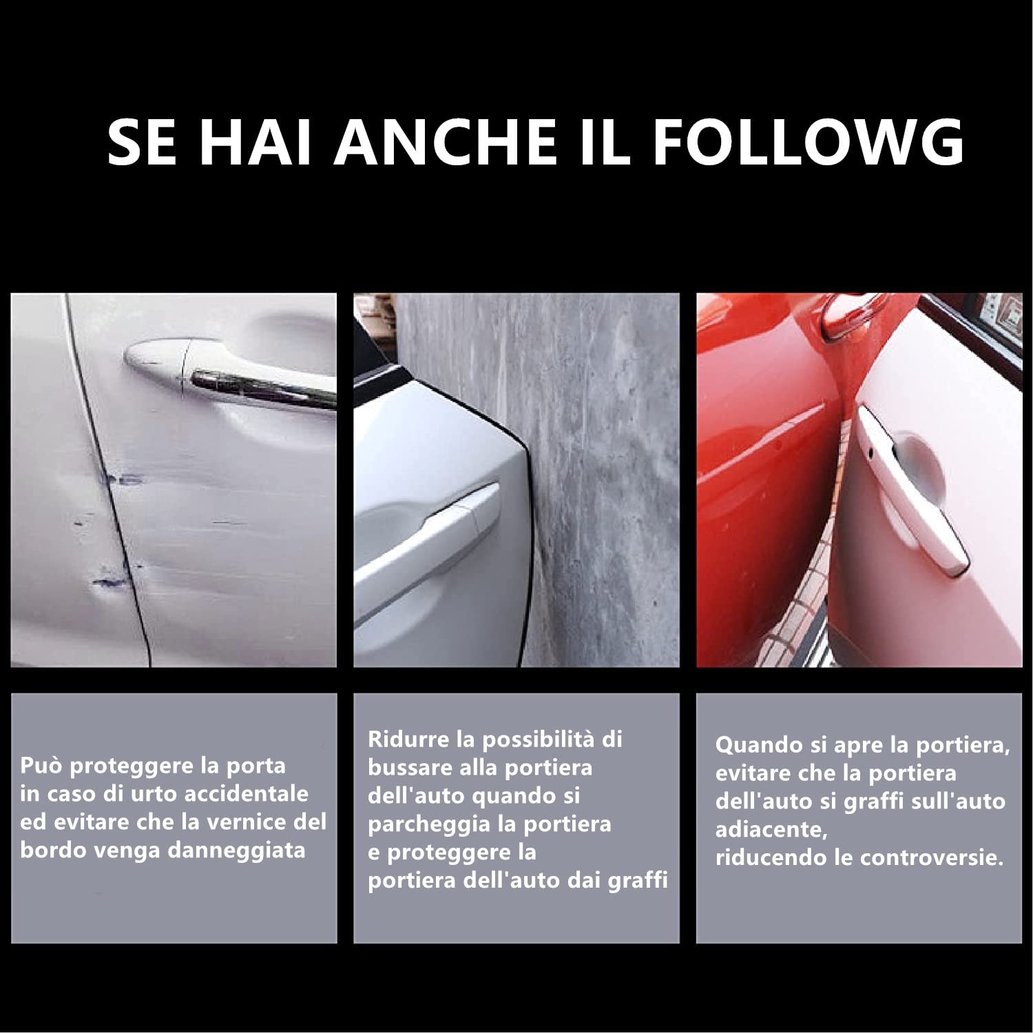 Proteggi bordo auto Striscia 5M protezione bordo in gomma protezione guarnizione a forma di U protezione bordo auto, per Bordi dell'auto per Maggior Parte delle Auto Trasparente