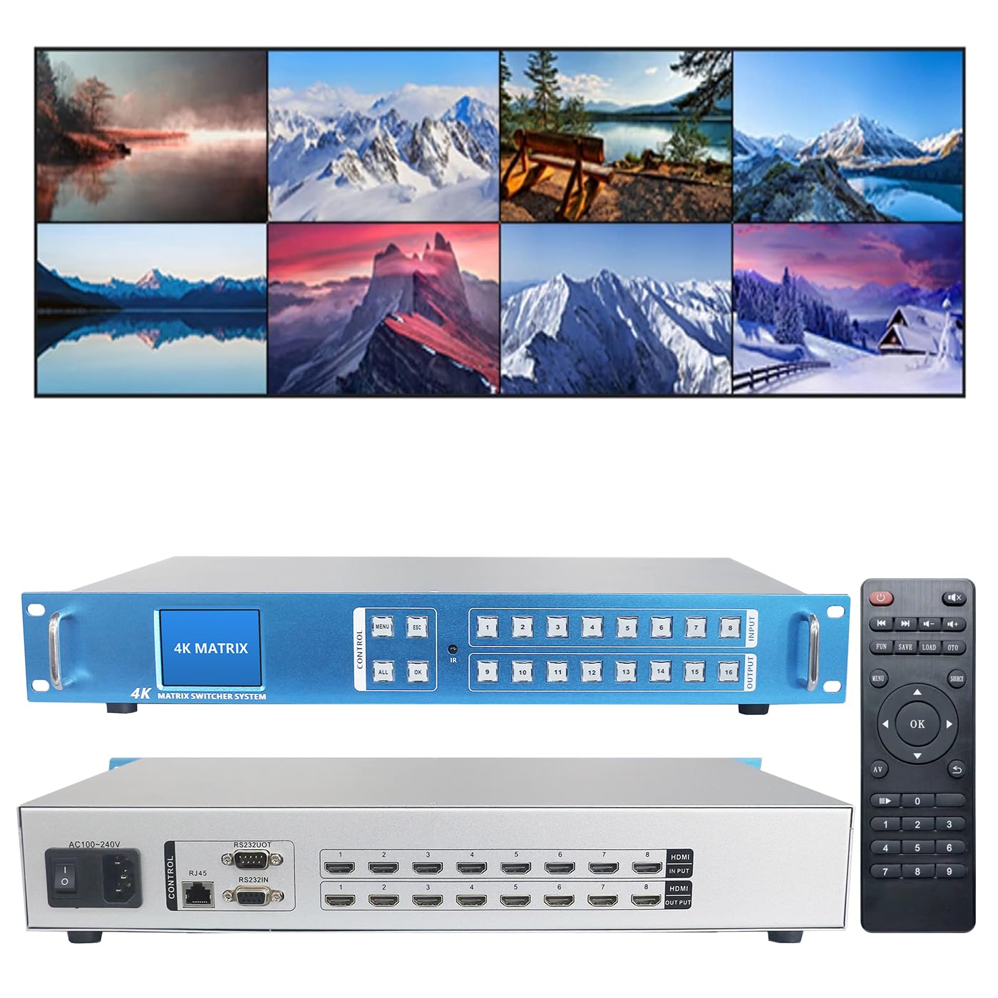 Conmutador divisor de matriz HDMI 8x8 4K @ 30Hz con puerto web GUI y control LAN 7