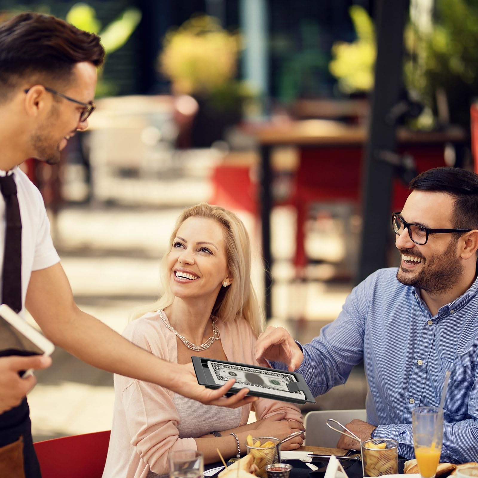 PATIKIL Controlla Supporti 20pz Nero Plastica Suggerimento Vassoi Ristorante Controlla Presentatori Ospite Ricevuta Supporto Vassoio per Bar Hotel Catering Affari Contante 8.2 X 3.9 X 0.4"