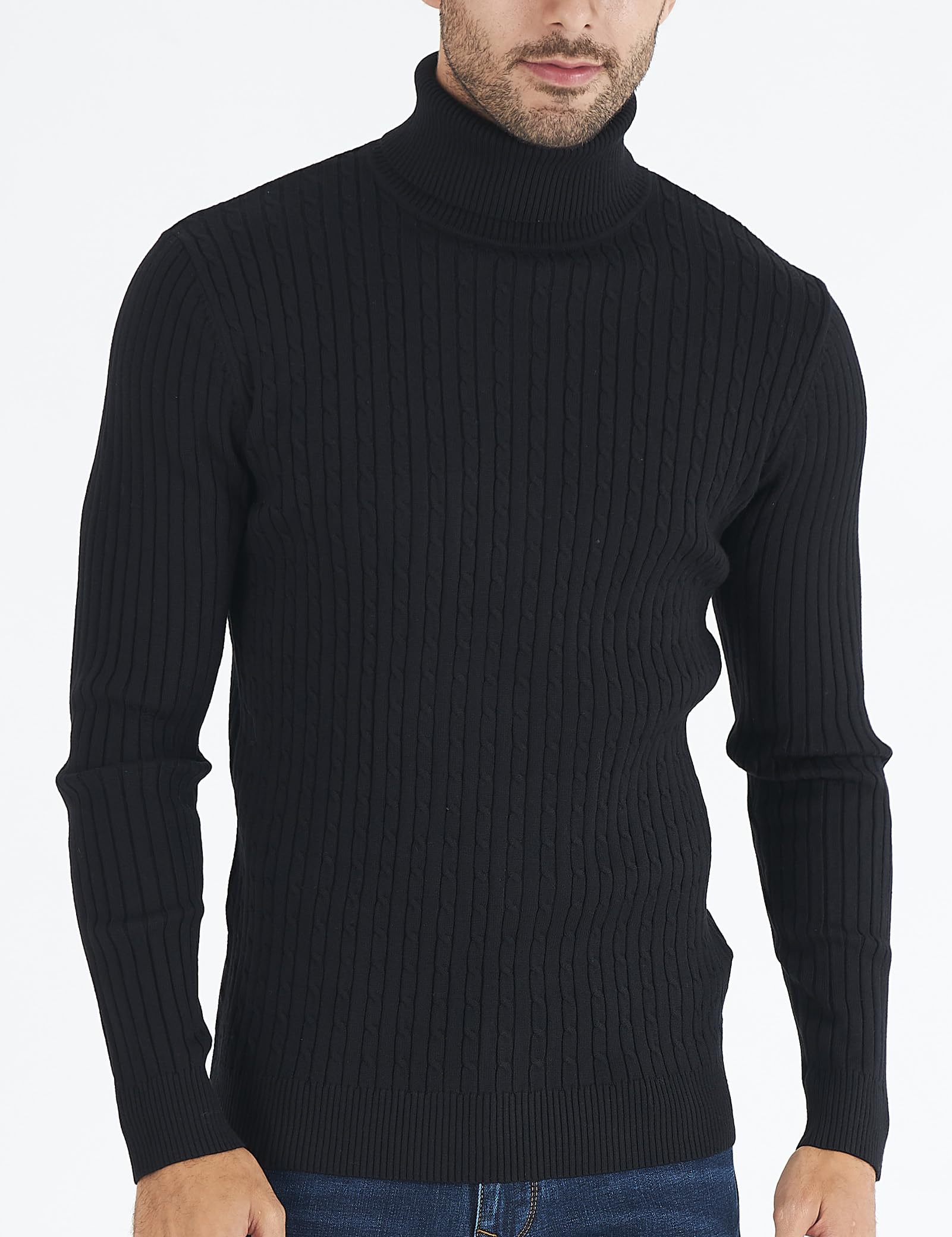 AIDEAONE Maglione Dolcevita da Uomo Maglione Casual a Costine Slim Fit a Maglia Collo Alto Pullover Dolcevita