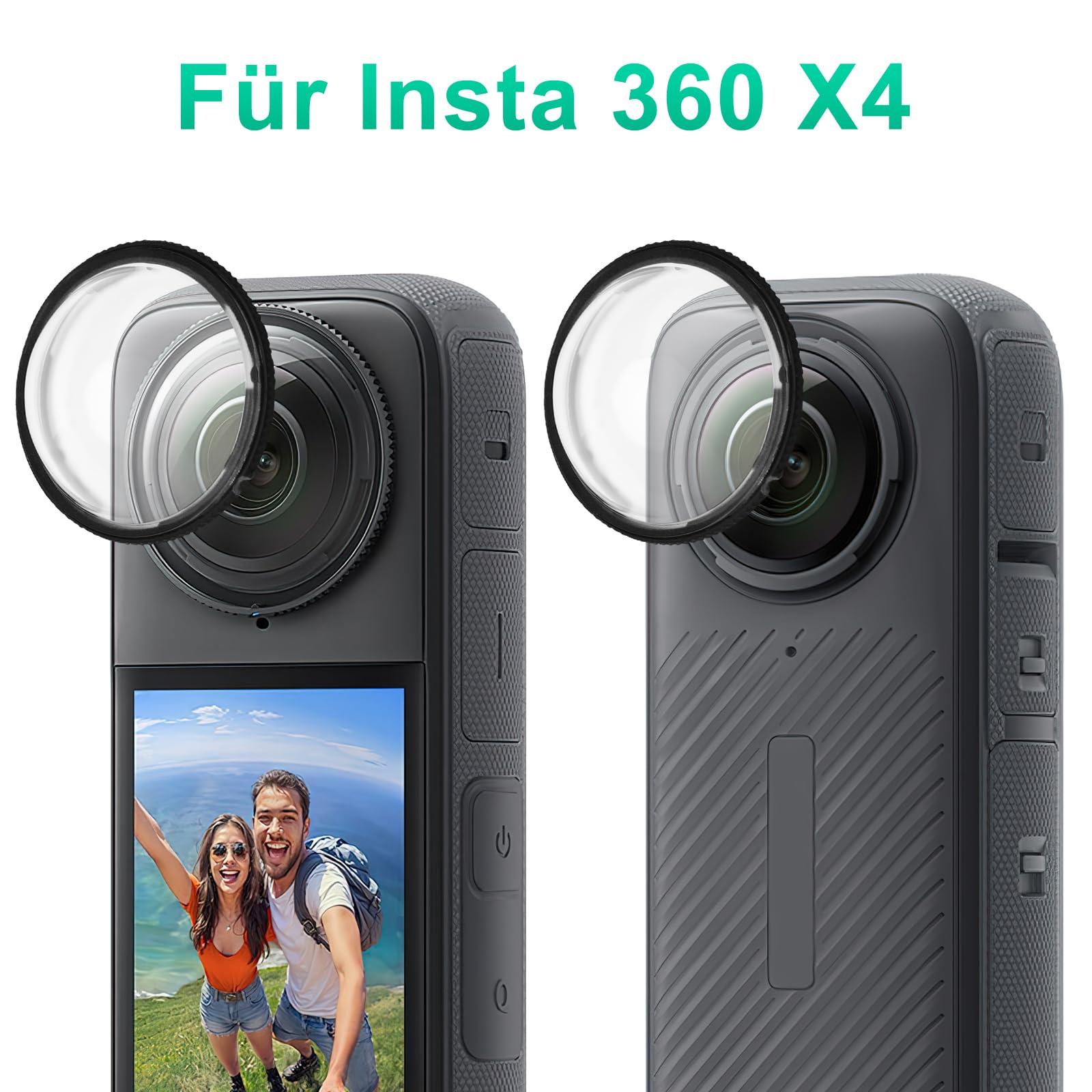 APOMOONS 2 Pezzi Custodia Protettiva Girevole per Obiettivo Protezione Lenti Standard Compatibile con Insta360 X4 - Copertura Perfetta E Resistente Ai Graffi con Panno di Pulizia