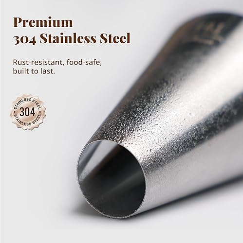 Miniatura 4 de Juego de 10 puntas para decoración de pastel, de acero inoxidable, y 20 bolsas desechables para repostería