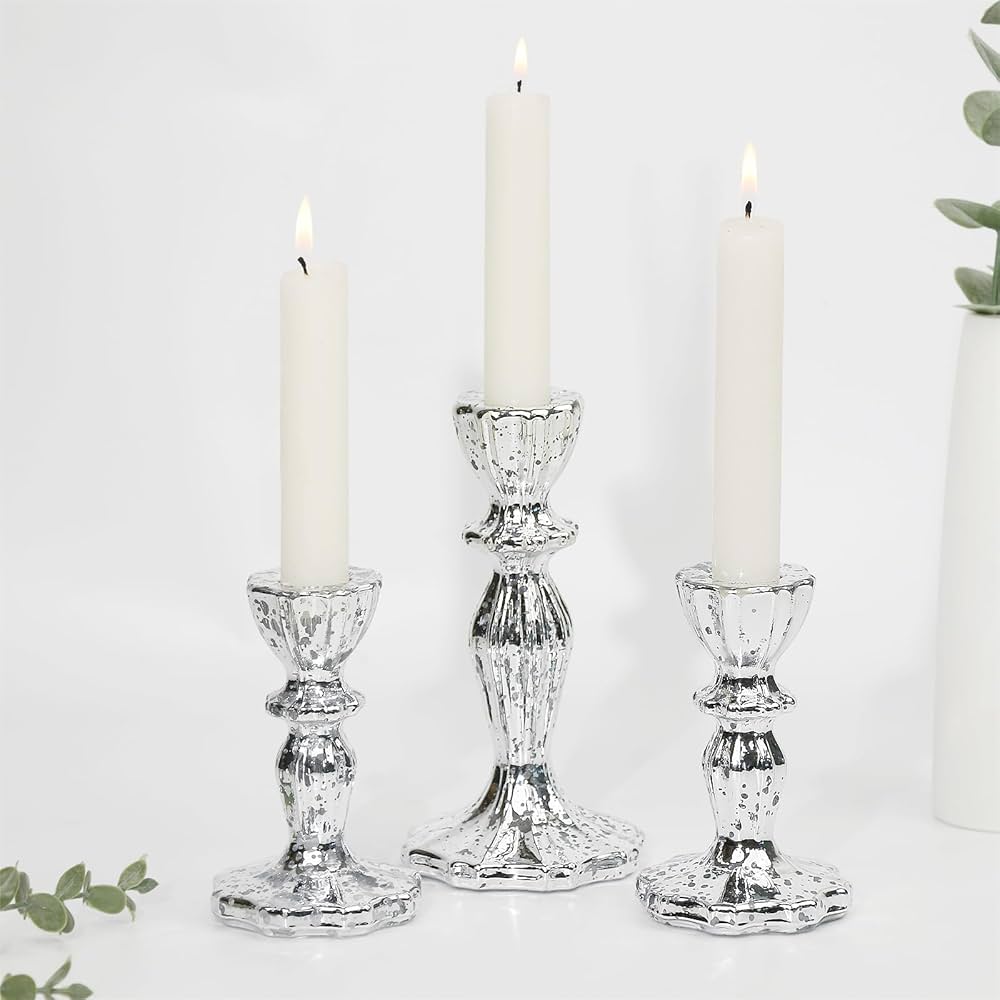 Amazon.com: CHOCSTAY Glass Candlestick Holders Set of 3