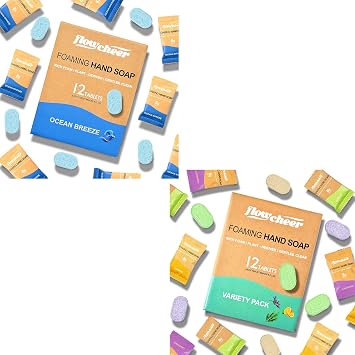 flowcheer Foaming Hand SoapTablets Refill, 24 Pack Makes 24 x 9 fl oz, Eco Hand Soap Refills, Plant-Based, Natural Scents, Works with Any Foaming Dispenser,Variety Fragrance