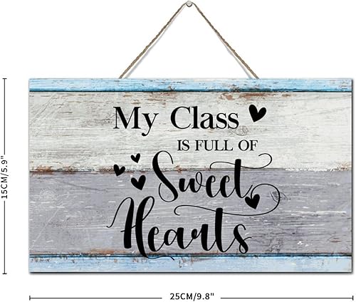 Miniatura 3 de Autravelco Letrero inspirador de madera con texto en inglés My Class Is Full of Sweet Hearts de 6 x 10 pulgadas diseño de corazón de amor boda placa