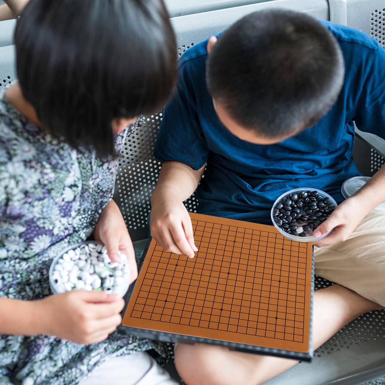 Beaupretty 2pcs Double-sided Pu Leather Go Board Game Set 9x9 and 13x13 13x13 and 19x19 Grids Suitable for 1.8cm 2.2cm Go Stones Children Portable Folding Chessboards for Travel and Home Random Color - Image 3
