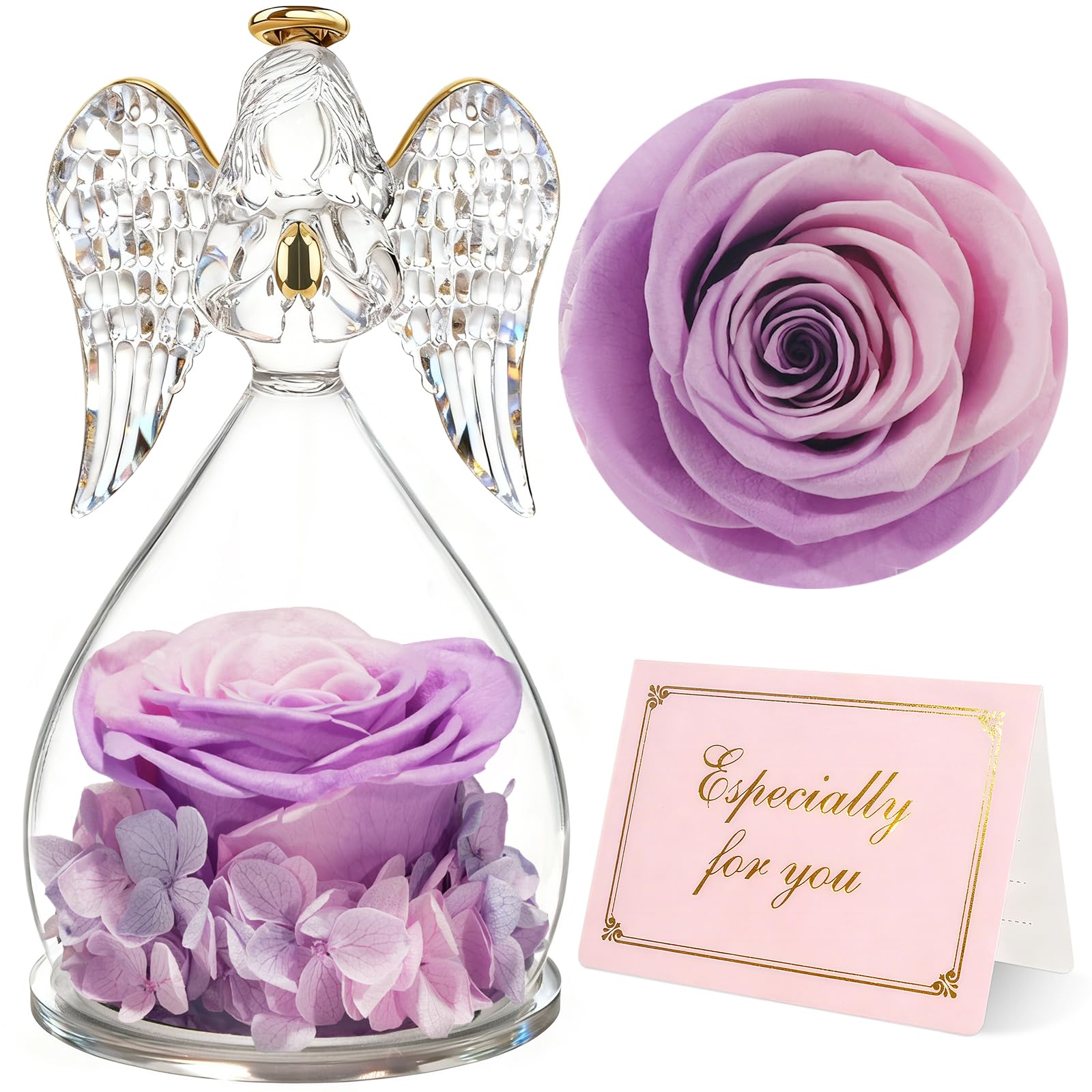 Yamonic Rosa Eterna Regalo Dia de la Madre, Regalo Originale para Mujer,Rosa Preservada con Figura Ángel Regalos para Mamá,Regalos Cumpleaños Mujer Abuela, Flore Eterna Dia de la Madre — view 17