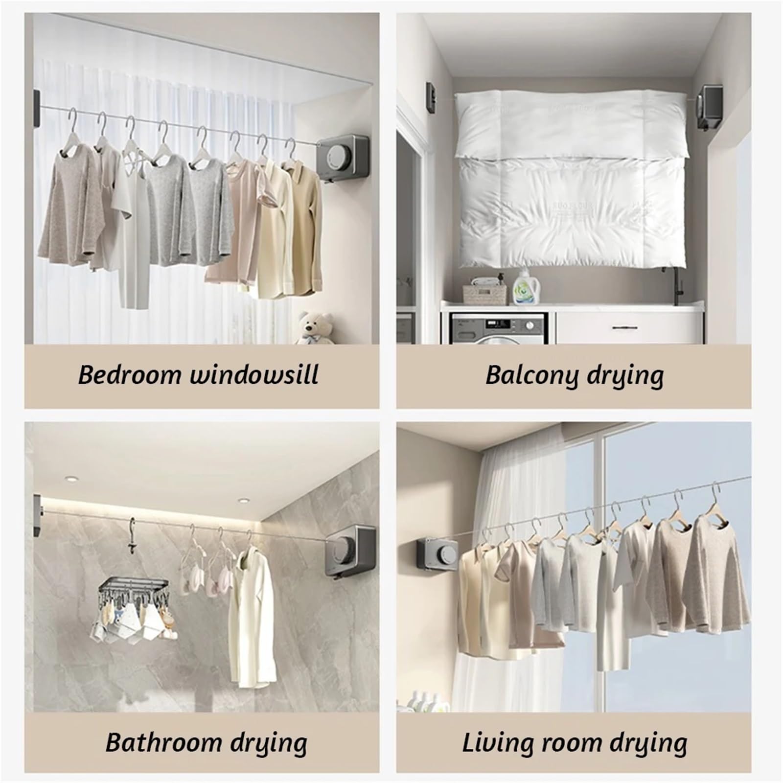 Wäscheleine, einziehbar, Sammlung, Wäsche, ausziehbar, Wand-Kleiderbügel, Wäscheständer für Wäsche
