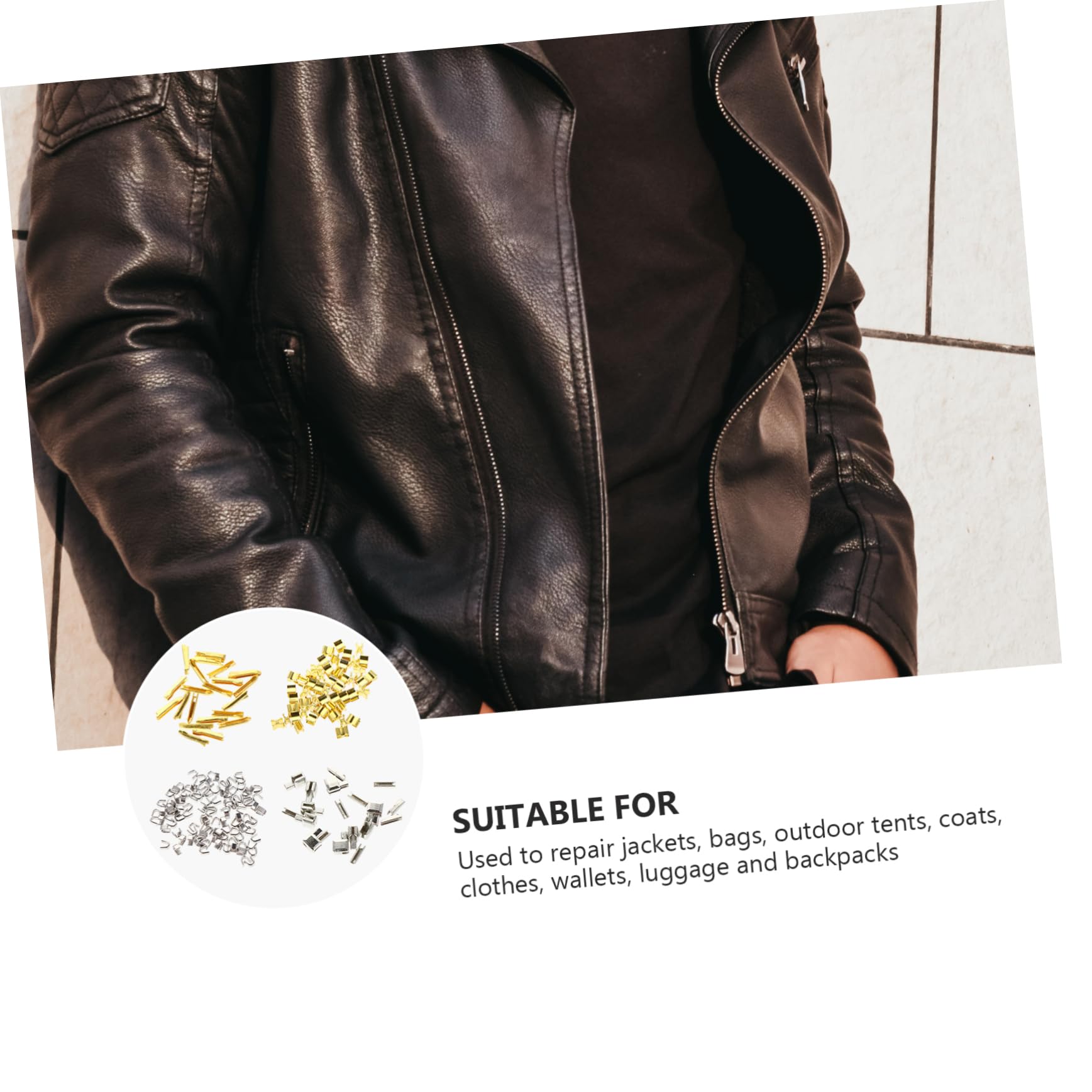 NUOBESTY 3juegos Kit De Reemplazo De Cremalleras Accesorios Para Reparación De Ropa y Bolsas Incluye Paradas De Cremallera y Pinas De Inserción Para Mochilas Abrigos y Equipaje