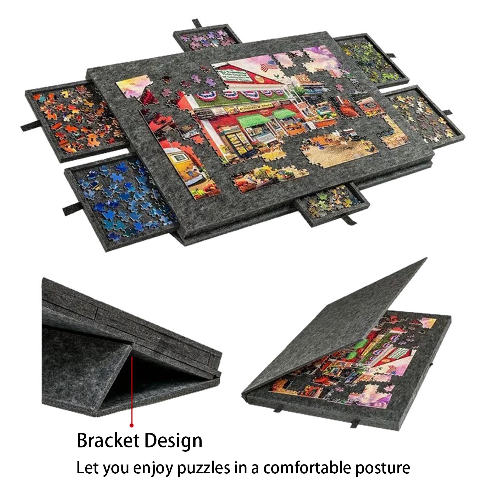 Mesa De Rompecabezas Plegable,Mesa De Rompecabezas Inclinable,Tablero De Rompecabezas De Fieltro Liviano,No Es FáCil Doblar,DiseñO Abatible,para El Hogar O para Viajar