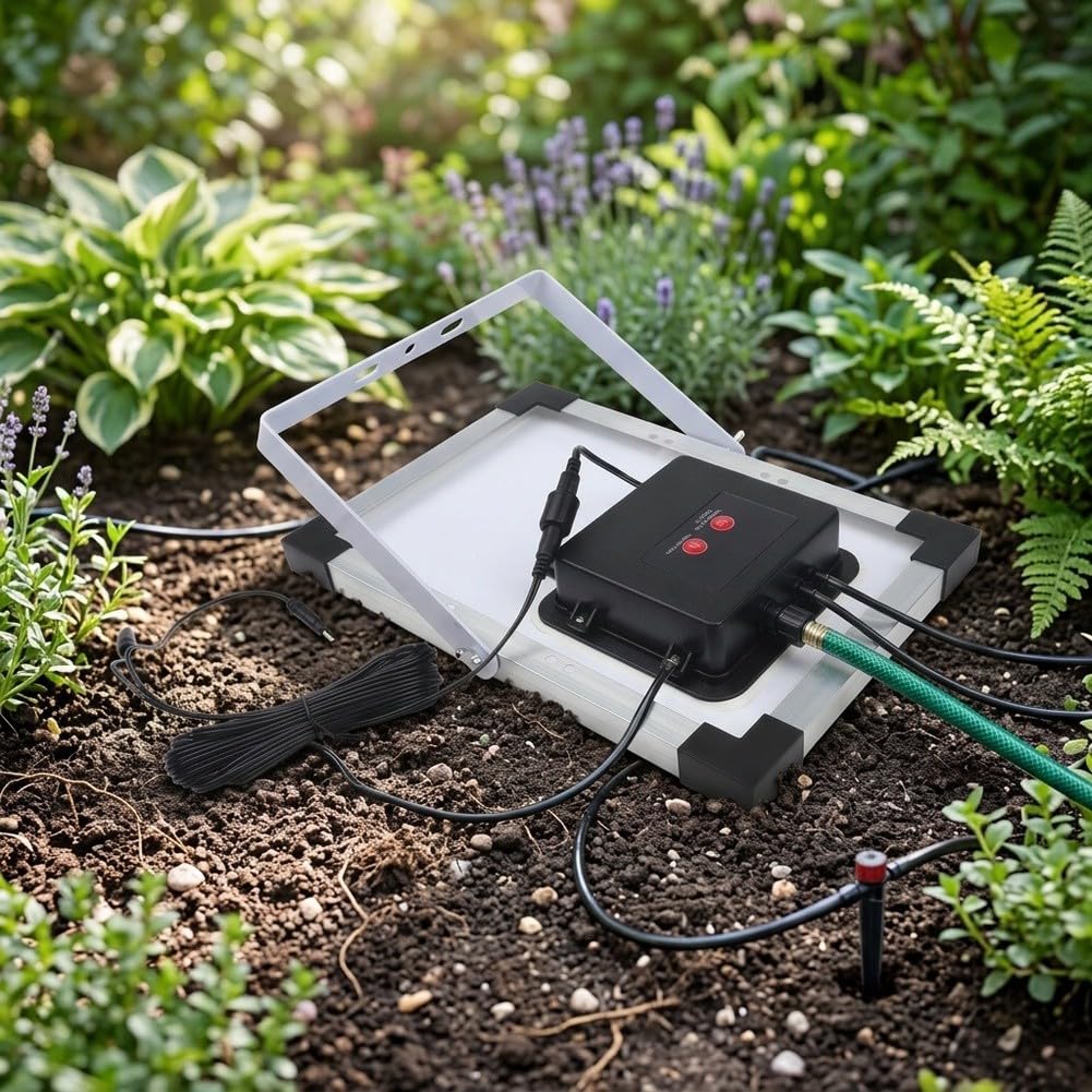 Kit di irrigazione a goccia solare per auto, timer programmabile, kit di irrigazione da giardino con tubo flessibile da 30 m
