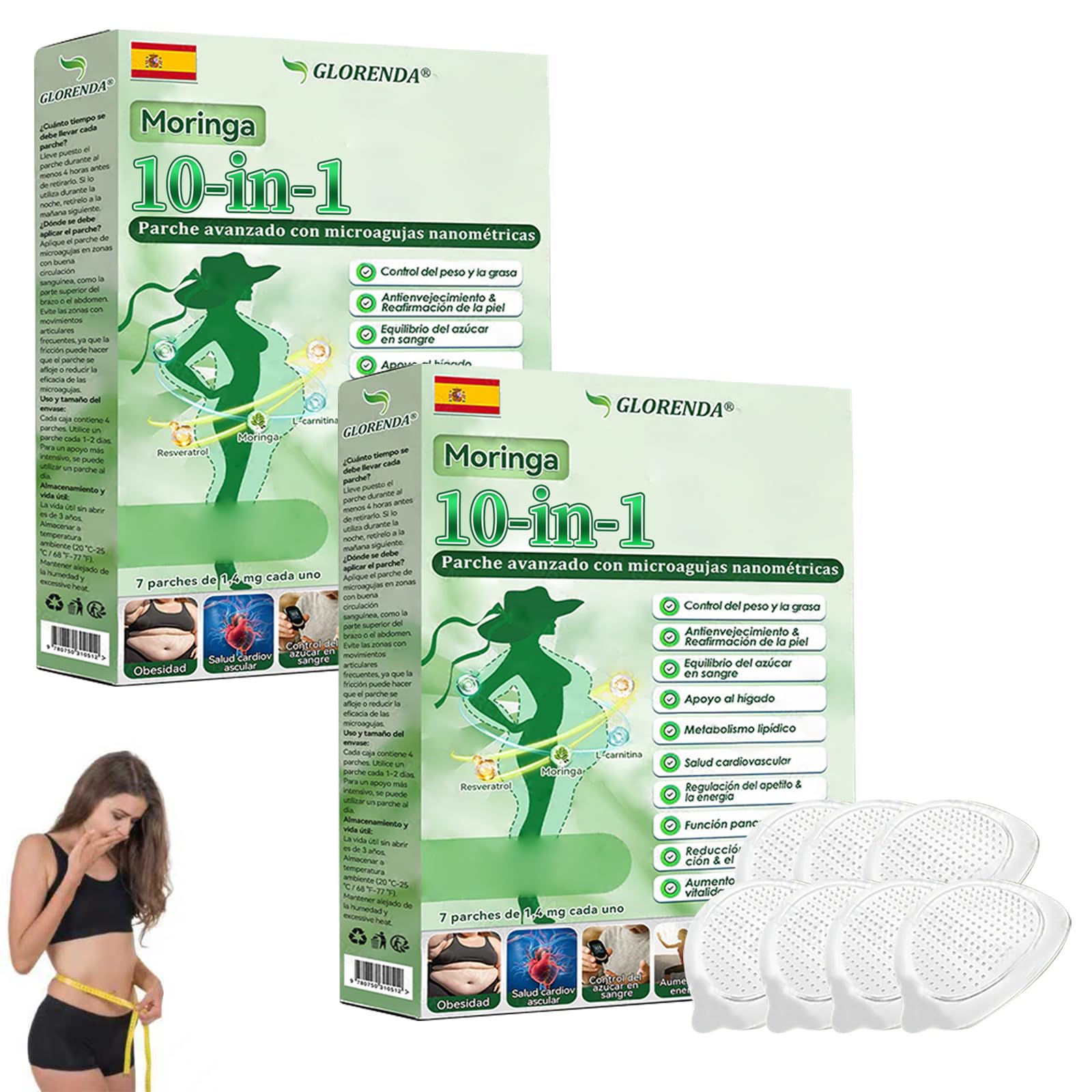 GLORENDA Moringa NAD+ Parche 10-en-1, GLORENDA Parches, para hombres y mujeres (2 Caja)