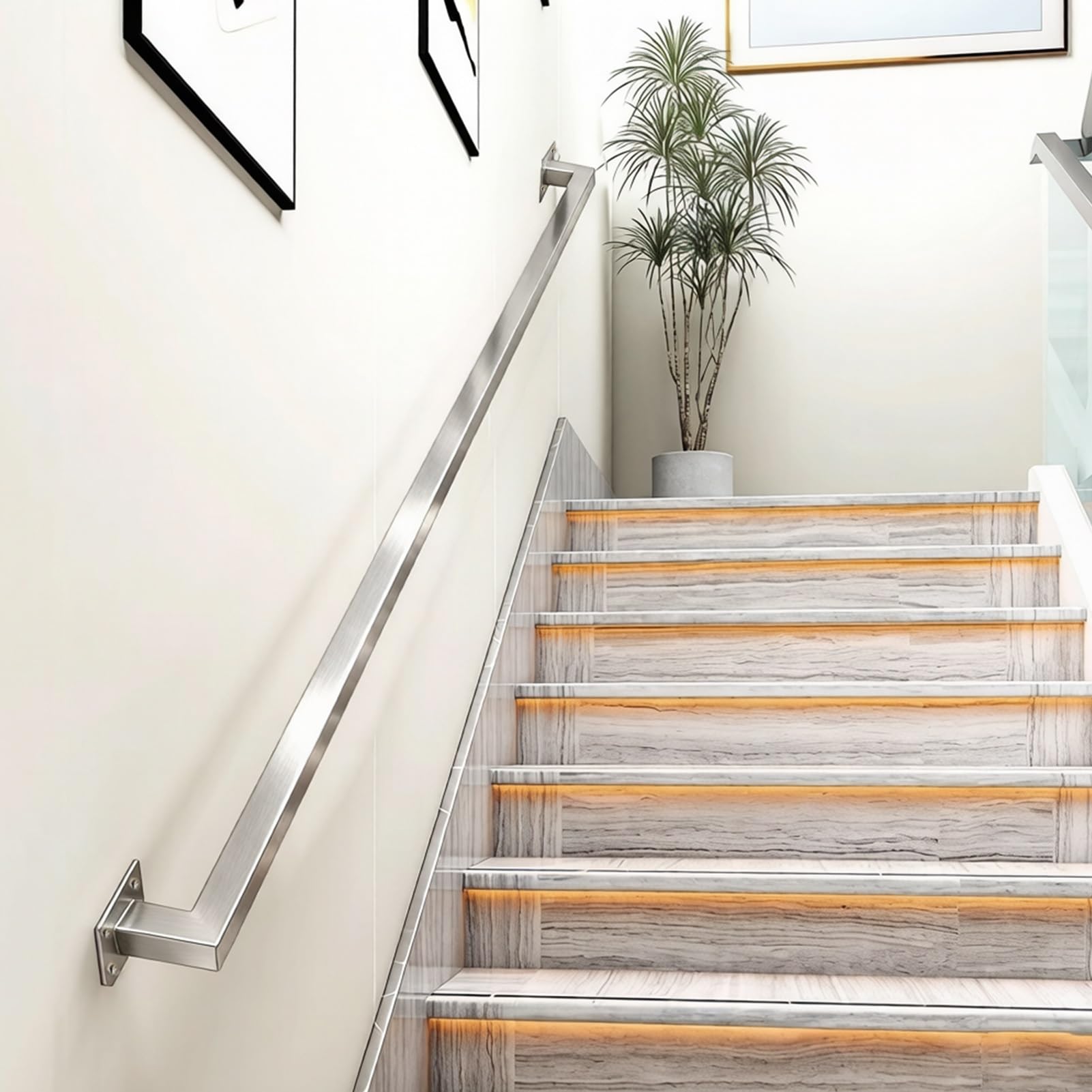Liyadolaam Women's One Color Staircase Banister Hand Rails - 1Ft/3Ft/6Ft/9Ft/13Ft,Wall Mount Support Metal Stair Handrail For Indoor And Outdoor Villa Loft Patio Non-Slip Guardrails For Elderly(14Ft/420Cm)
