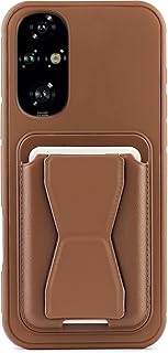 جراب جلد بتصميم محفظة متوافق مع موبايل هونر 200 شبكة الجيل الخامس 5G، جراب خلفي من الجلد مع إطار من البولي يوريثين الحراري مضاد للصدمات مع حامل كروت من دلع موبايلك (بني)