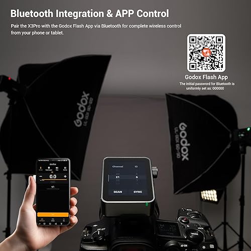 Miniatura 7 de GODOX Disparador de flash X3 Pro O TTL para Olympus/Panasonic MFT, sistema 2.4G X, pantalla táctil de 2.4 pulgadas, aplicación Bluetooth, modo HSS