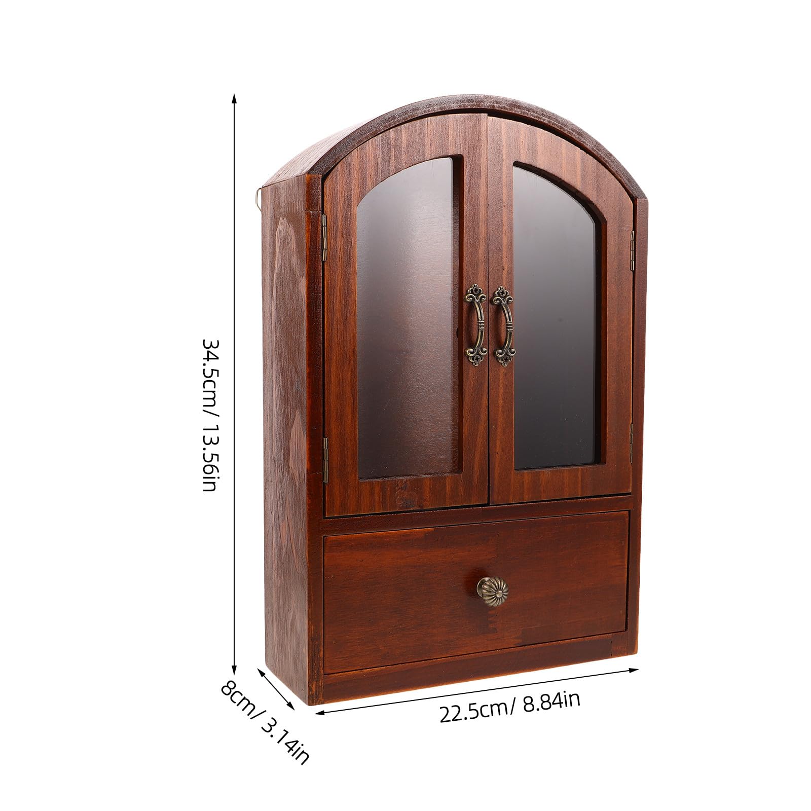 Cabilock Organizador de Escritorio de Madera con Puerta de Cristal y Cajón Armario Pequeño para Almacenaje de Cosméticos y Artículos Varios Estante Compacto para Hogar y Oficina Diseño