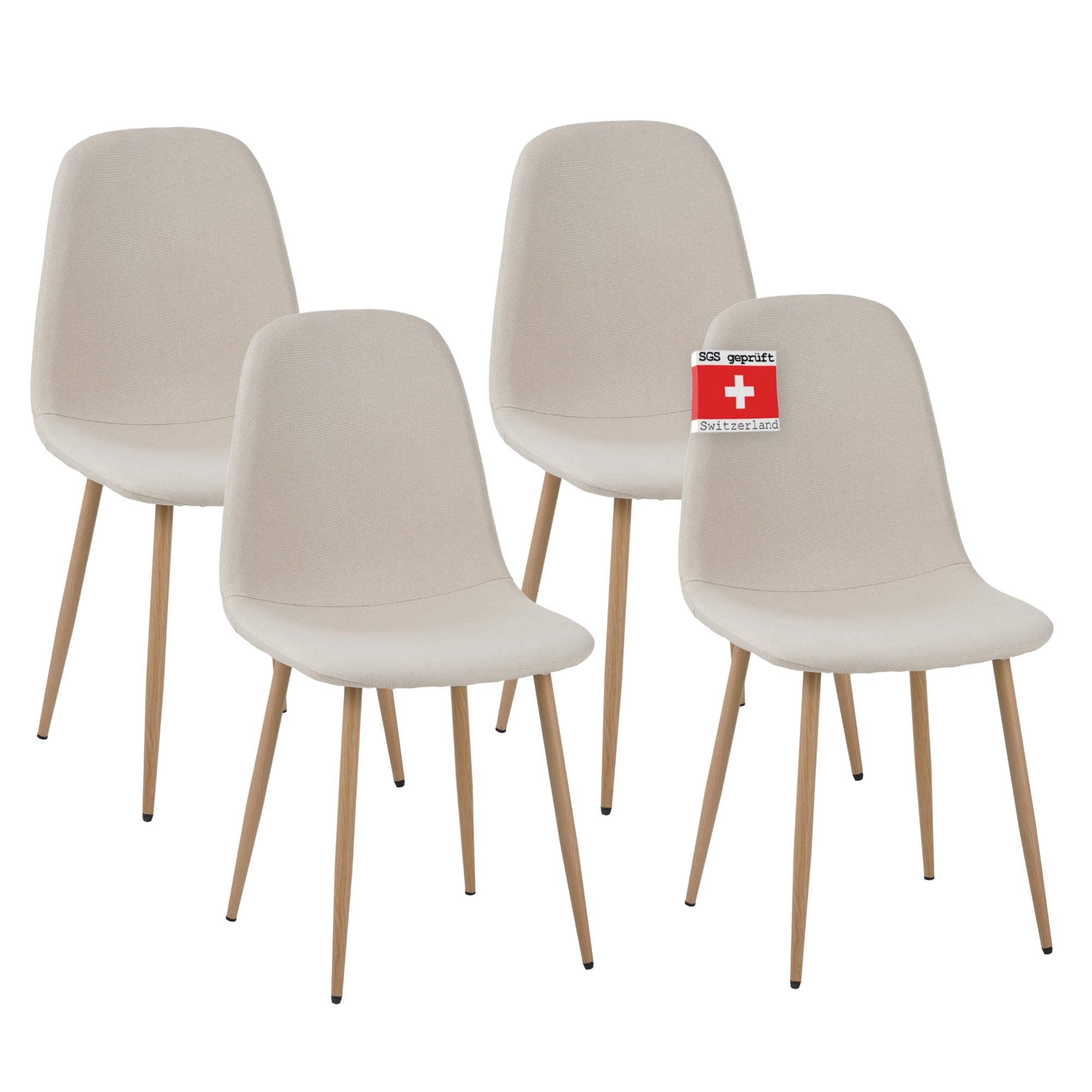 ALBATROS Set di 4 sedie da sala da pranzo, Fano, beige – moderna ed elegante, comoda sedia imbottita, elegante sedia da cucina, sala da pranzo o tavolo da pranzo in stile retrò