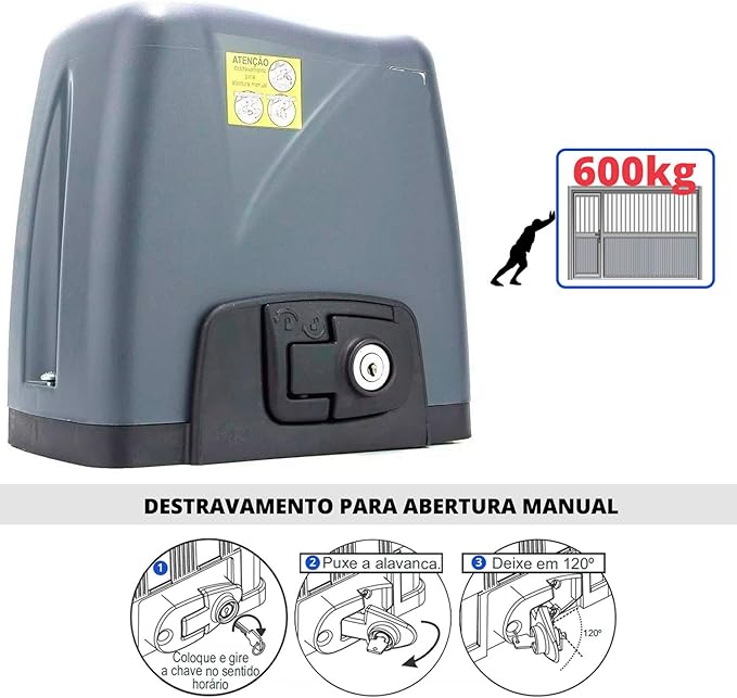 Motor Para Portão Eletrônico Dz Nano 36 Turbo 600kg 1/4 HP Rossi 3 Metros de Cremalheira - Imagem 2