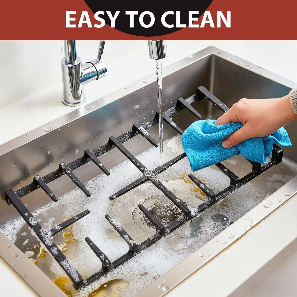 Premium WB31X27150 Cast Iron Gas Stove Burner Grate Replacement for GE Range Surface Stove Top Burner Center Grate Parts JXGRATE1 19.2"x9" WB31X24737 General Electric Stove Parts Cooktop Grate Rack