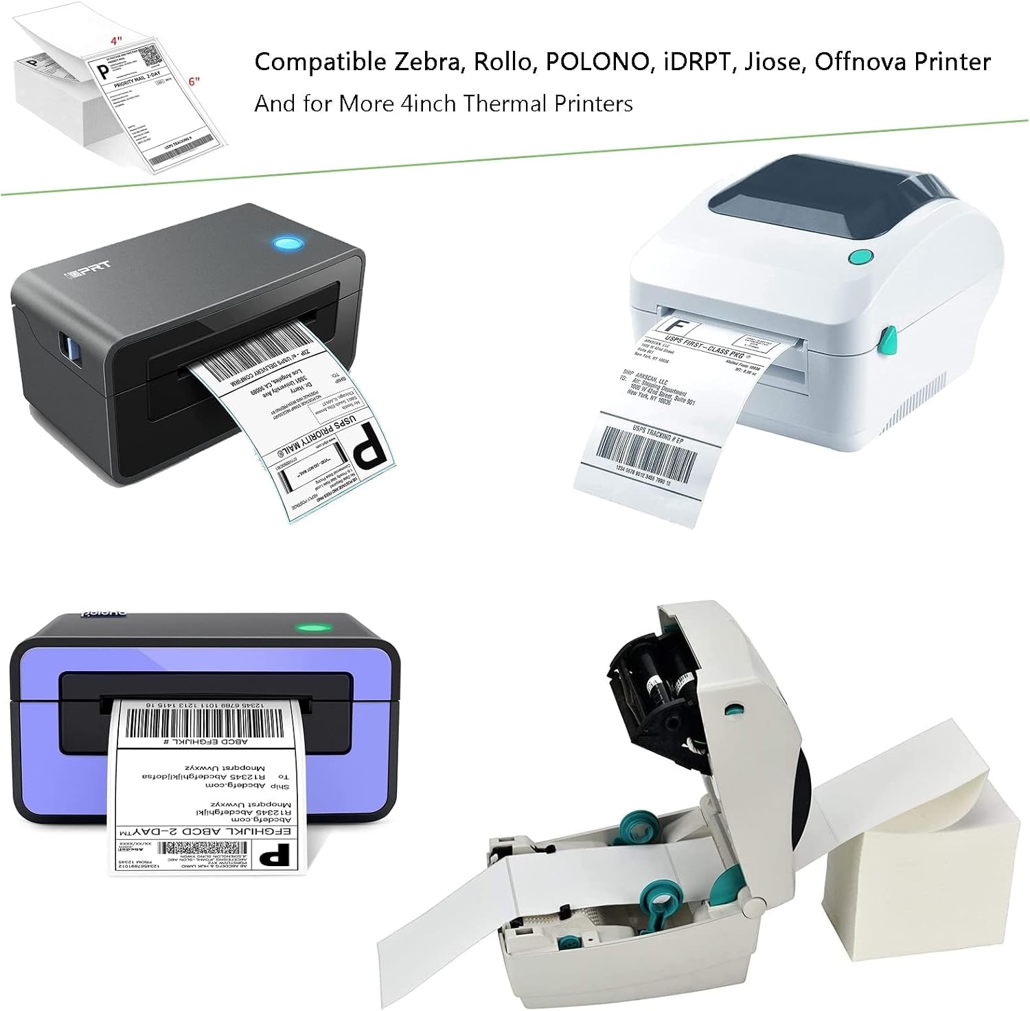 OausTect Direct Thermal Labels 4x6 Shipping Label Commercial Grade, Perforated Postage Mailing Labels, Compatible with Rollo Zebra Thermal Printer (8 Stacks|8000 Labels)